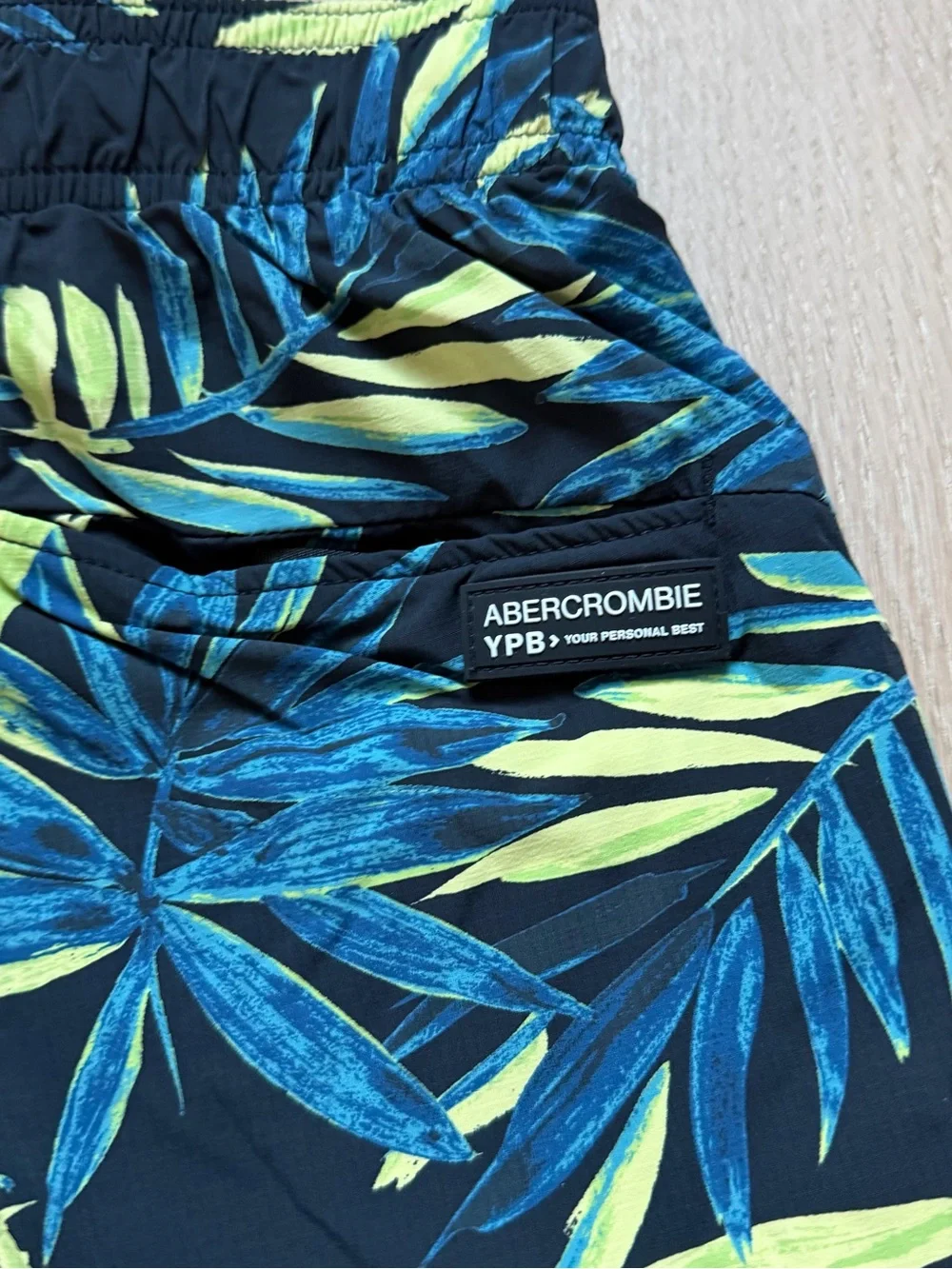 Boy’s Black Tropical Leaf Swim Shorts - Blue & Lime